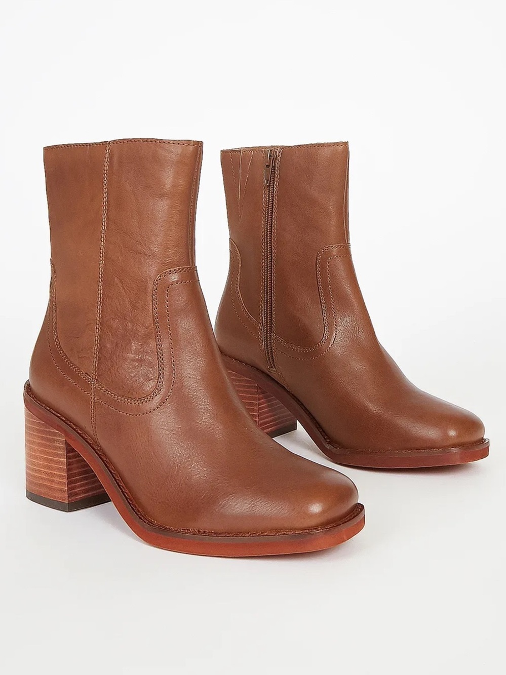 Seychelles Turbulent Tan Leather Square Toe Mid-Calf Boots